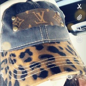 Louis Vuitton handmade hat leopard print. New